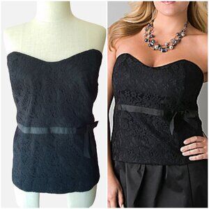 Lane Bryant Black Floral Lace Sweetheart Strapless Top - 24